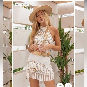 LIKE GOLD DUST WHITE SEQUIN FRINGE DRESS